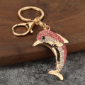 Rhinestone Dolphin Metal Keychain With Split Ring And Lobster Clasp view 3