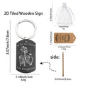 Black Wood Skeleton Coffee Dog Tag Keychain Split Ring view 2