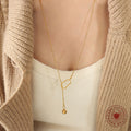 Gold Snake Chain Adjustable Y Drop Ball Sweater Necklace view 3