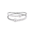 Double Row Pearl and Rhinestone Open Cuff Bangle Bracelet view 5
