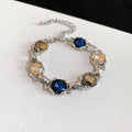 Silver Hollow Link Crystal Bracelets Gray Blue Amber view 8