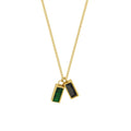 Gold Dual Baguette Green Black Zircon Pendant Necklace view 5