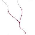 Pink Rhinestone Y Lariat Necklace Silver Crystal Drop view 5