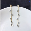Gold and Silver Leaf Vine Clear Accent Stud Earrings view 2
