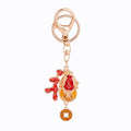Gold Tone Fortune Toad and Red Plaque Character Keychain view 5