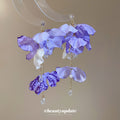 Purple Fabric Flower Butterfly Drop Earrings with Reflective Details view 2