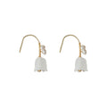 Gold Lily of the Valley Glass Flower Pearl Drop Earrings view 5