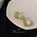 Gold Multi Band Twisted Hoop Earrings Geometric Ribbed Hoops view 4