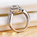 Pear Cut Halo Split Shank Crystal Ring in Polished Metal view 4
