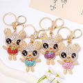 Rhinestone Big Eye Bear Keychain Gold Clasp Four Outfits view 2