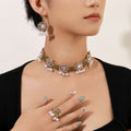 Five Color Choker Earring and Ring Coordinated Jewelry Sets view 3