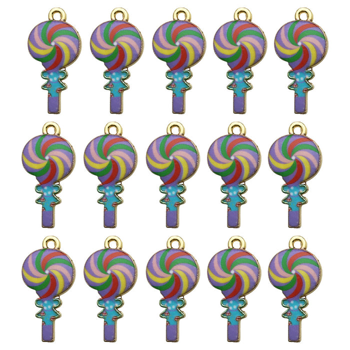 Blue Lollipop Metal Charms for Jewelry and Craft Projects