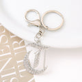 Silver Rhinestone Letter Keychain Initial Metal Bag Charm view 8
