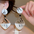 Marbled Resin Geometric Earrings in Two Styles Statement Jewelry view 3