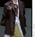 Brown and Yellow Printed Skinny Scarf Necklace with Pointed Ends view 3