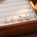 Four Size White Pearl Look Black Polka Dot Stud Earrings view 2
