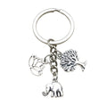 Metal Elephant Lotus Tree Charm Keychain In Silver Or Gold Tone view 5