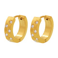 Gold Stainless Steel Geometric Zircon Huggie Hoop Earrings view 5