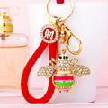 Striped Crystal Bee Keychains in Yellow and Multicolor with Braided Loops view 6