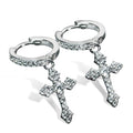 Cross Pendant Hinged Hoop Earrings In Three Metal Tones view 5