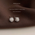 Silver Tone Mini Dandelion Firework Ball Stud Earrings view 2