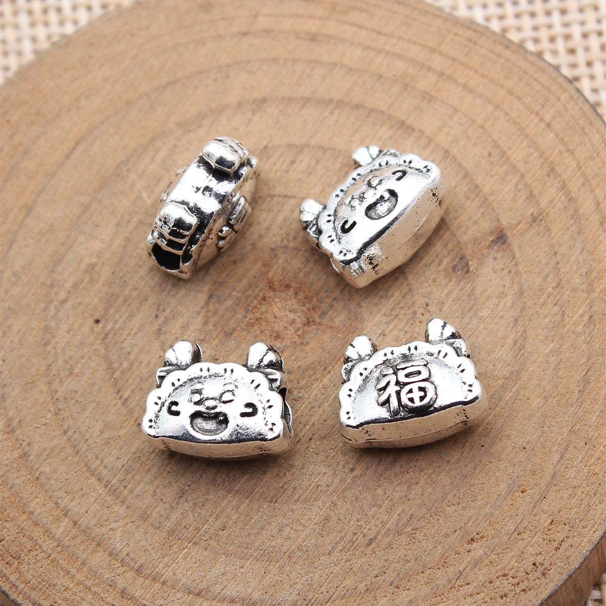 12x9.8x7.2mm 2.1g Antique Silver Zinc Alloy Chinese Dragon Head Through Hole Beads for DIY Bracelet Making