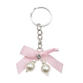 Faux Pearl Bow Keychain Silver Ring Ten Ribbon Colors view 9