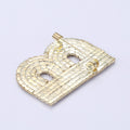 Bold Crystal Letter B Brooch with Silver Tone Setting view 3