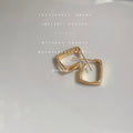 Gold Geometric Rectangular Open Frame Stud Earrings Pair view 3