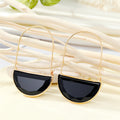 Gold Tone Semicircle Glass Long Wire Drop Earrings in Nine Colors view 4