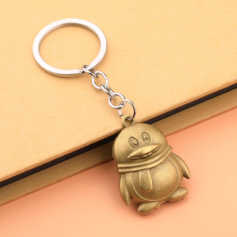 Vintage 3D Penguin Alloy Keychain Backpack Charm Pendant