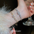 Silver Tone Rectangle Crystal Link Slider Bracelet With Unlisted Gold view 2