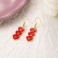 Red Mother's Day Motif Gold Tone Long Hook Earrings view 8