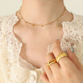 Dainty Metal Bead Drop Chain Choker Necklace Three Tones view 4
