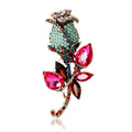 Crystal Rose Stem Brooch with Faceted Petals Decorative Clothing Pin view 5
