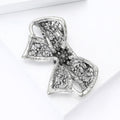 Gunmetal Crystal Bow Brooch with Openwork Ribbon Loops view 4