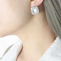 Knot Weave Square Pendant Necklace Stud Earrings Black White view 10