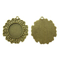 Antique Bronze Floral Round Cabochon Pendant Setting view 2