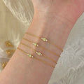 Gold Thin Chain Light Green Round Crystal Bracelet view 1