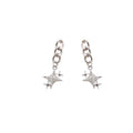Silver Chain Link Starburst Clear Look Dangle Earrings view 5