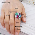 Multicolor Geometric Cluster Cocktail Ring White Metal Alloy view 3