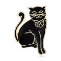 Enamel Sitting Cat Brooch in Black or White Finish view 1
