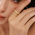 Single and Double Row Crystal Band Rings in Three Metal Finishes view 3