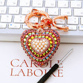 Jeweled Heart Keychains in Multicolor Orange Green Purple White and Assorted view 7