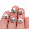 Textured Seashell Metal Charms in Antique Bronze and Silver Tones view 2