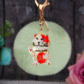 Crystal Lucky Cat Keychains with Faux Fur Pompoms in Sixteen Options view 8