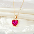 Gold Tone Faceted Crystal Heart Pendant Necklaces in Three Colors view 6
