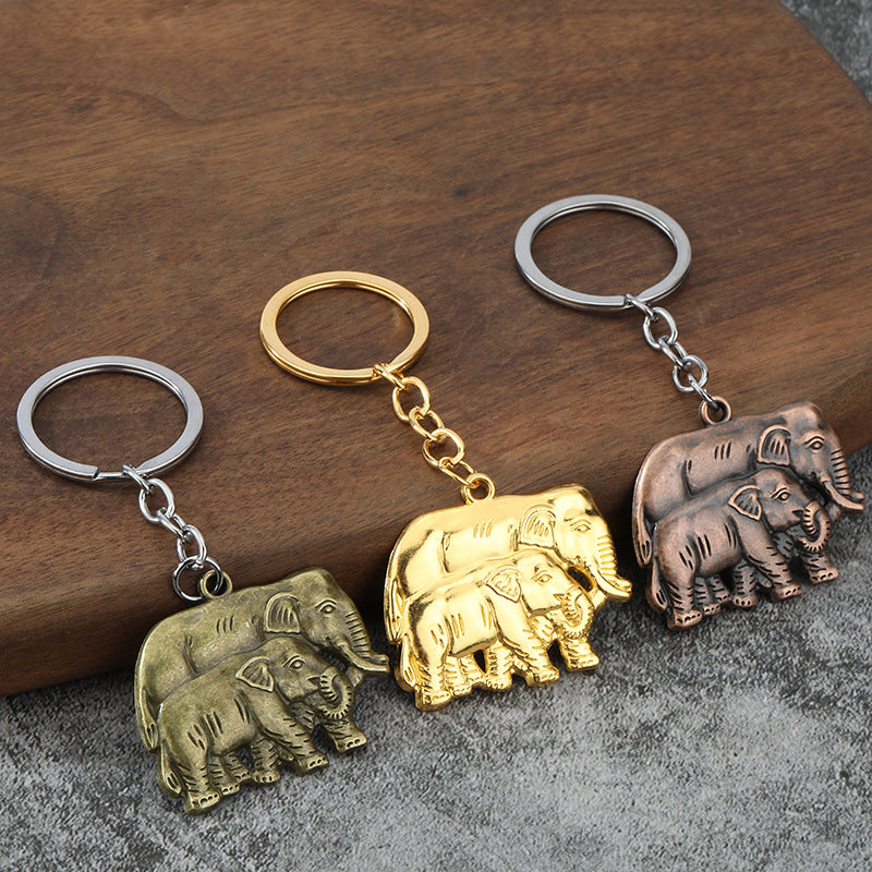 3D Elephant and Pixiu Zinc Alloy Keychain Pendant Gift