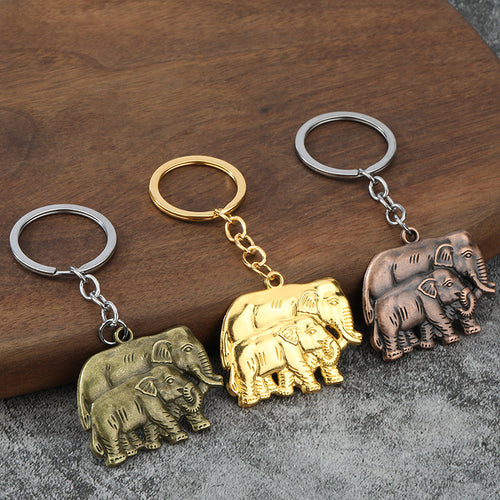 3D Elephant and Pixiu Zinc Alloy Keychain Pendant Gift