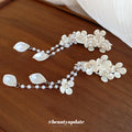 White Pearl Flower Duckbill Hair Clips Bead Dangle Style view 4
